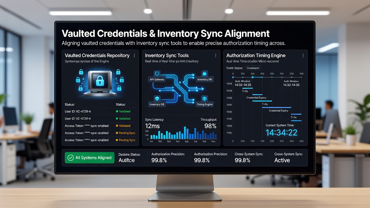 Inventory synchronization dashboard displaying real-time authorization timing across vendors