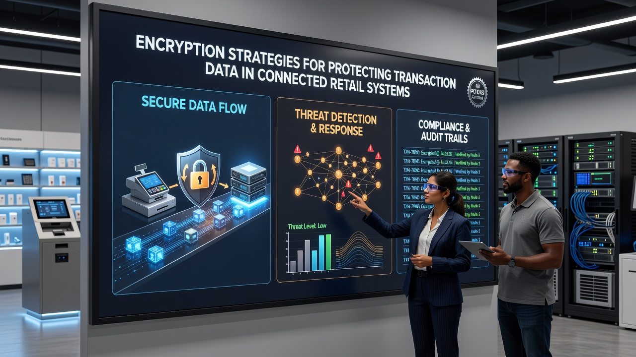 Retail staff using encrypted handheld devices during in-store transaction processing