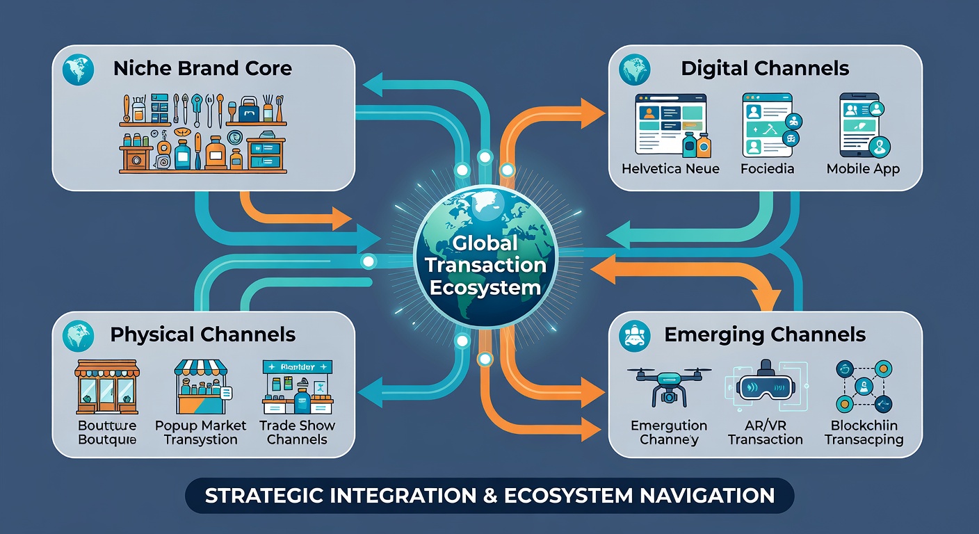 Detailed view of transaction ecosystem mapping showing connections between digital platforms and physical retail points